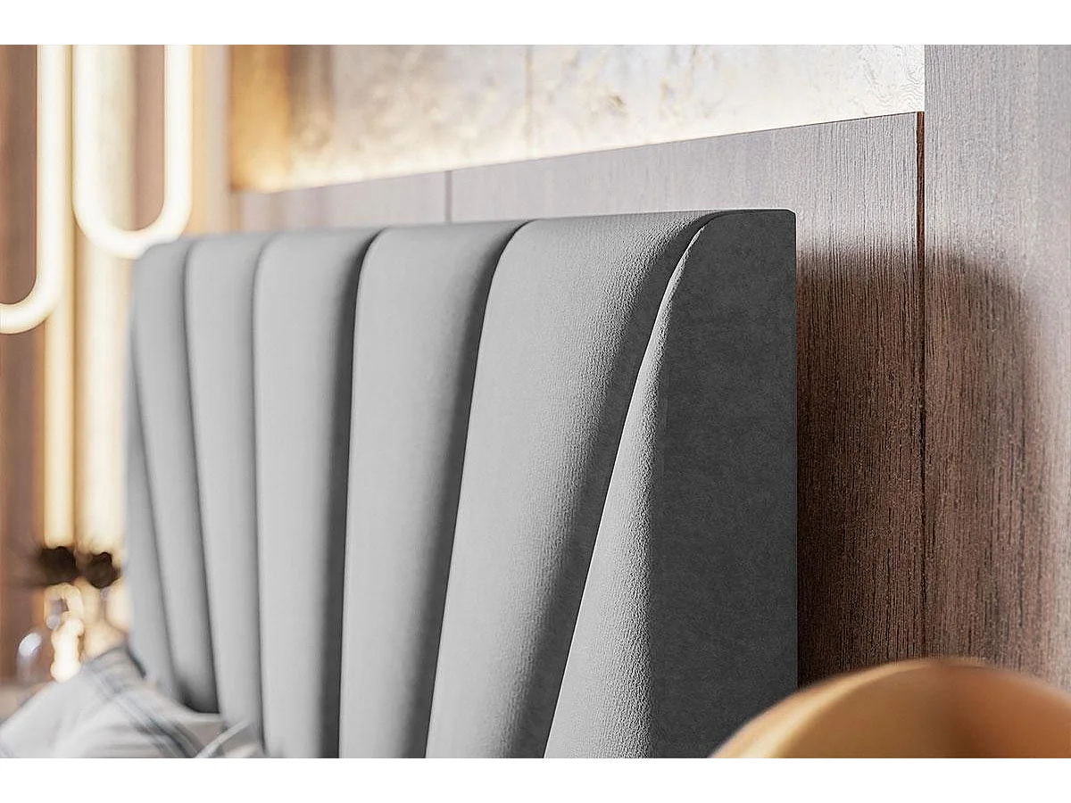 Emporius Lit double 140 x 200 cm Aris - Lit Adulte avec Rangment, Lit adulte - Tissu Velvet - Gris clair (Jasmine 90)