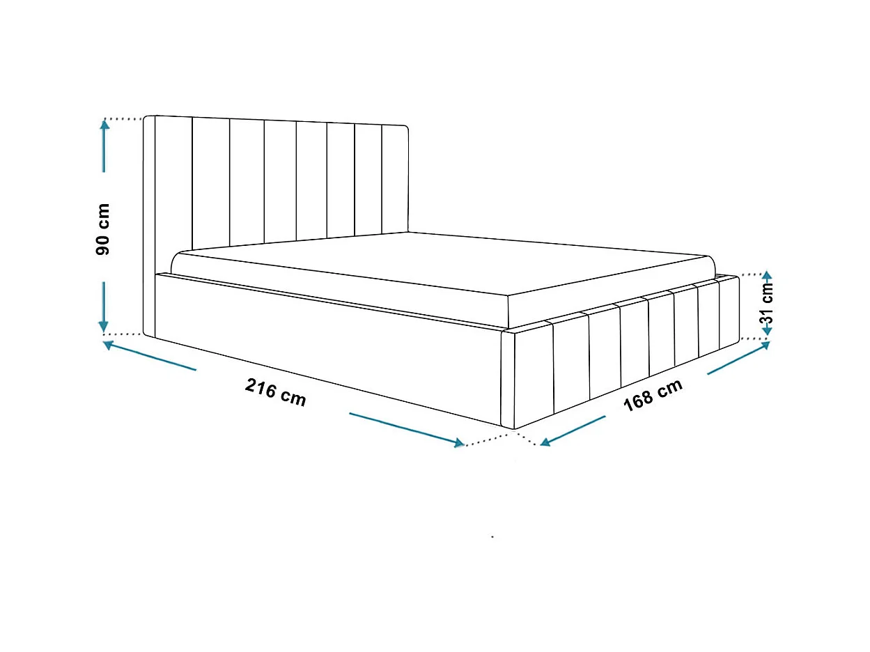 Emporius Lit avec Rangment 160 x 200 cm Moris - Tissu Velours & Sommier, Lit adulte 160x200 cm - Velvet Bleu (Kronos 09)