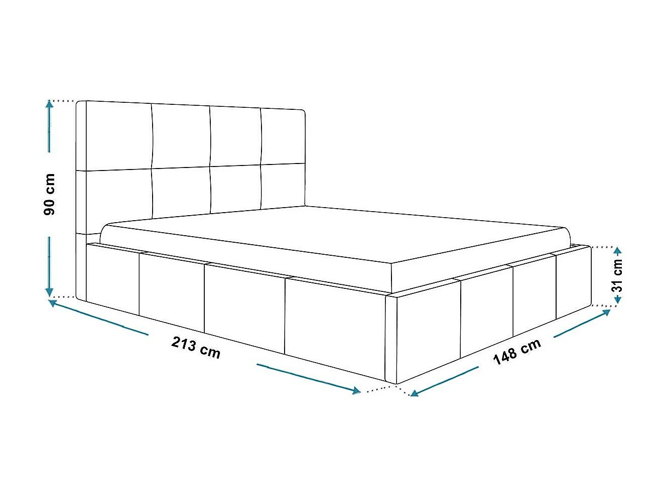 Emporius gestoffeerd bed 140 x 200 Fado - tweepersoonsbed met opbergruimte - fluweel Beige (Jasmine 21)