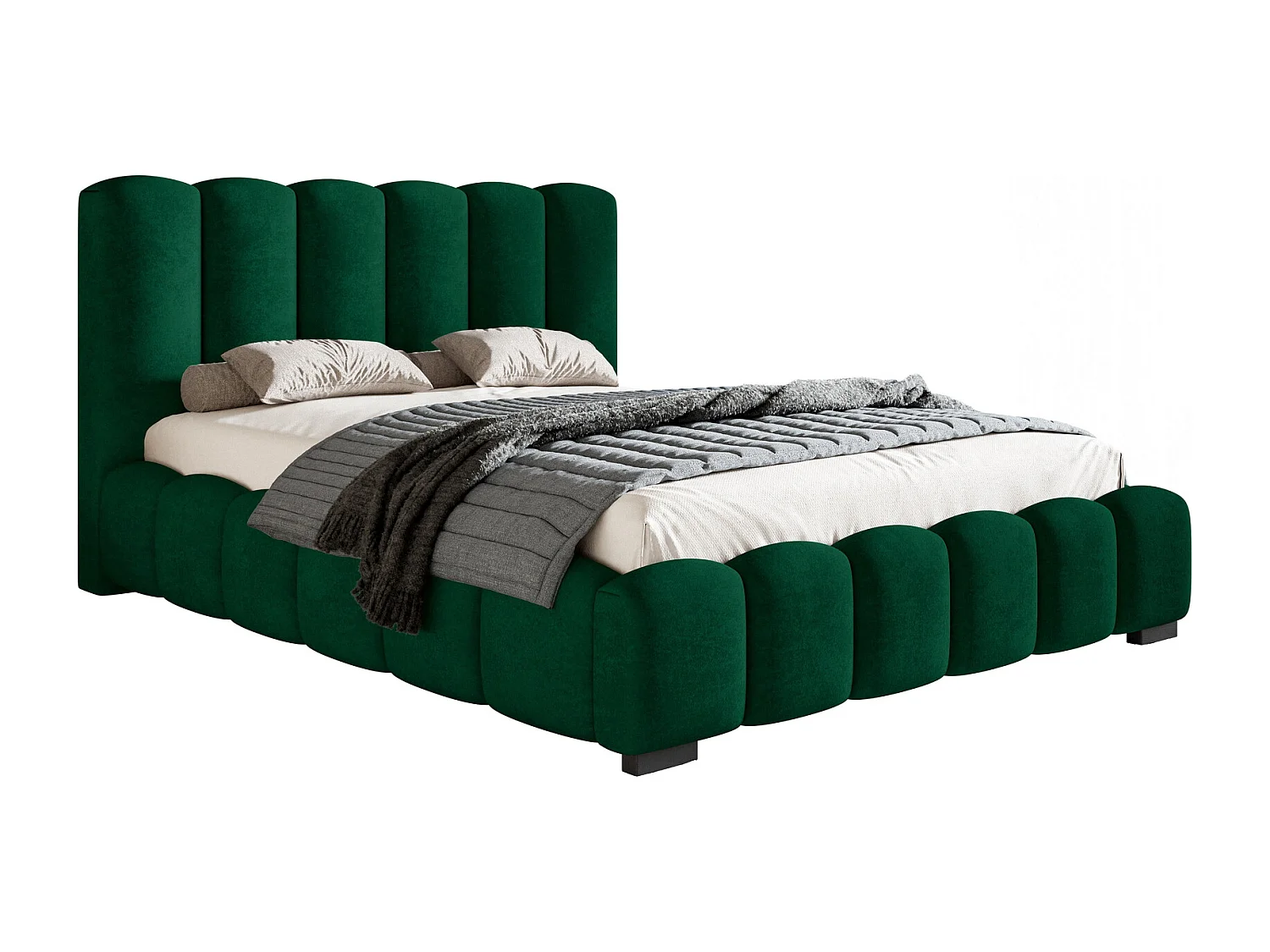 Emporius Lit capitoné 160x200 cm Pearl, Lit double avec sommier à Lattes, lit 160x200 Vert (Amor Velvet 4311)