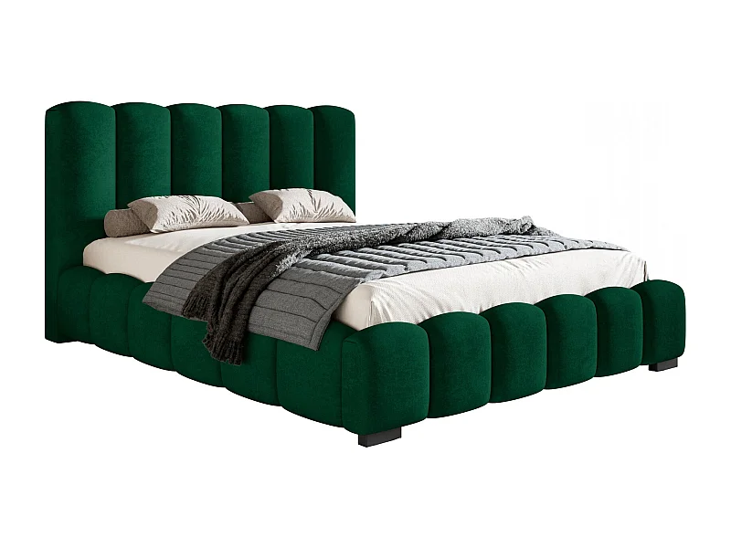 Gestoffeerd bed 160x200 cm met opbergruimte Pearl - lattenbodem, fluwelen Groen (Amor Velvet 4311)