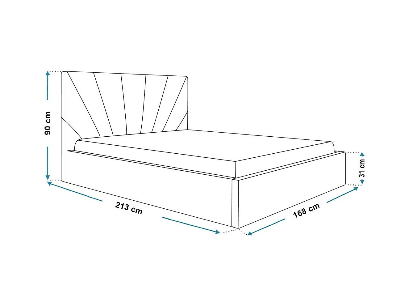 Emporius Lit double 160 x 200 cm Aris - Lit Adulte avec Rangment, Lit adulte - Tissu Velvet - Bleu (Kronos 09)