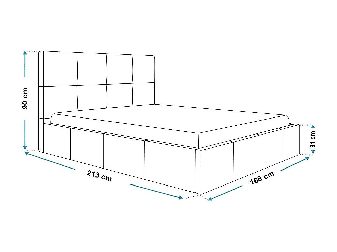 Emporius Polsterbett 160 x 200 Fado - Doppelbett mit Bettkasten - Samtstoff Hellgrau (Jasmine 90)