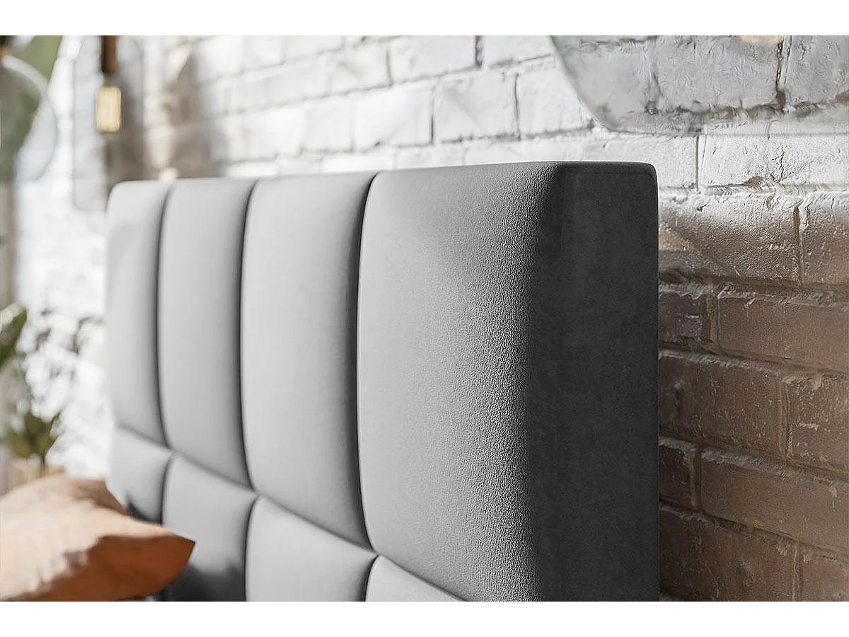 Emporius Lit rembourré 160 x 200 Fado - Lit Adulte avec Rangment, Tête de Lit - Tissu Velvet - Gris foncé (Jasmine 96)