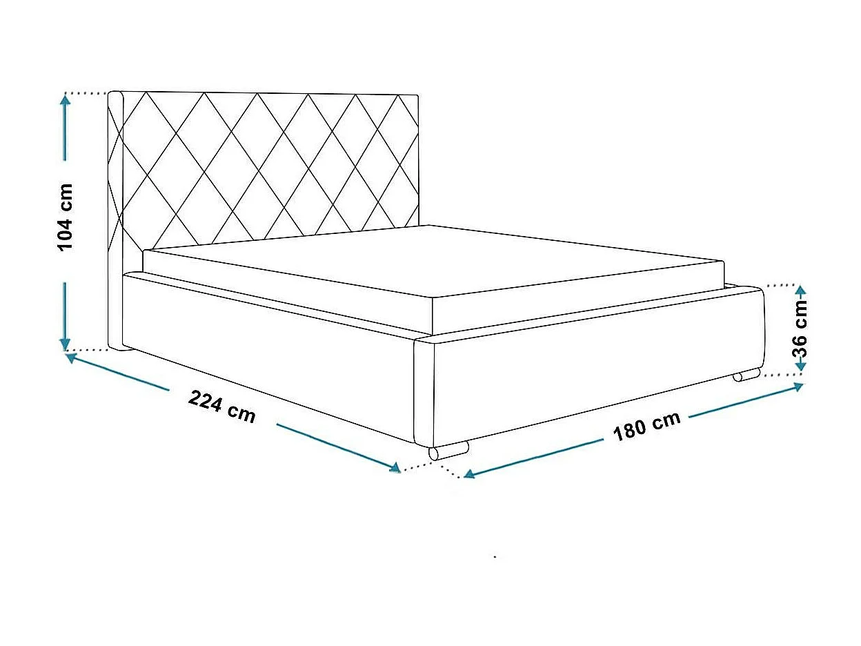 Emporius Bett 160x200 Aron, Polsterbett mit Bettkasten - Schlafzimmer, Doppelbett mit Lattenrost - Blau (Monolith 77)