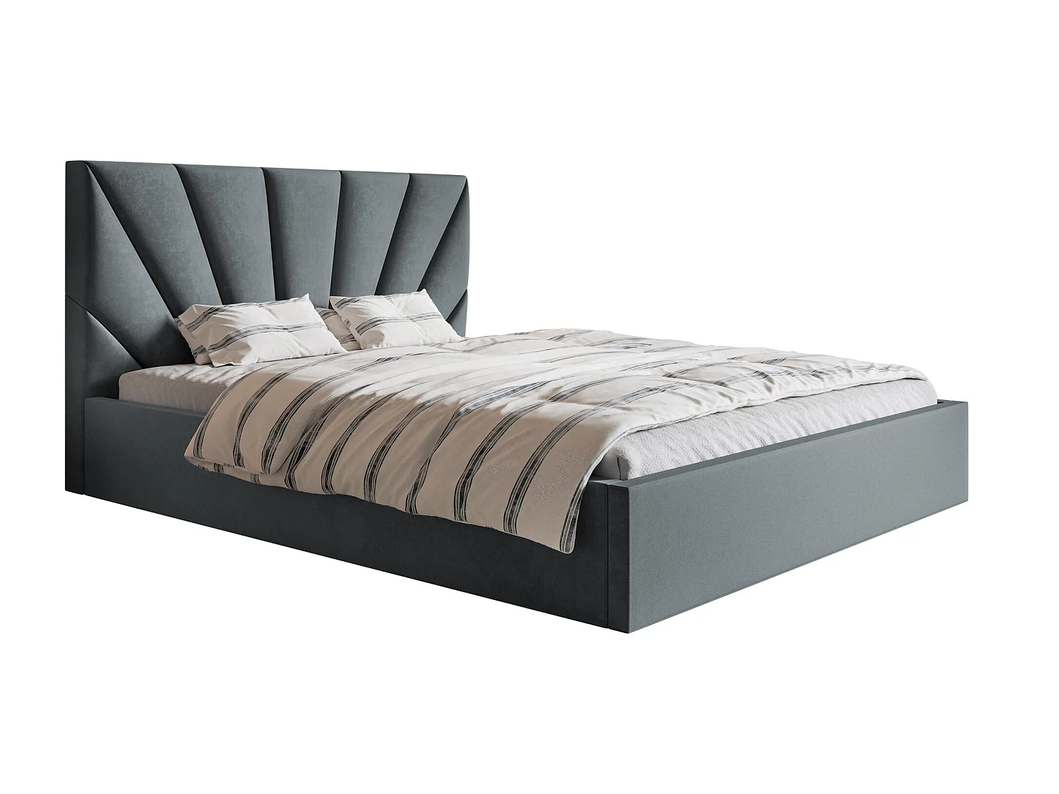 Lit double 160x200 cm Aris - Lit adulte avec rangment - Tissu velours - Gris foncé (Jasmine 96)