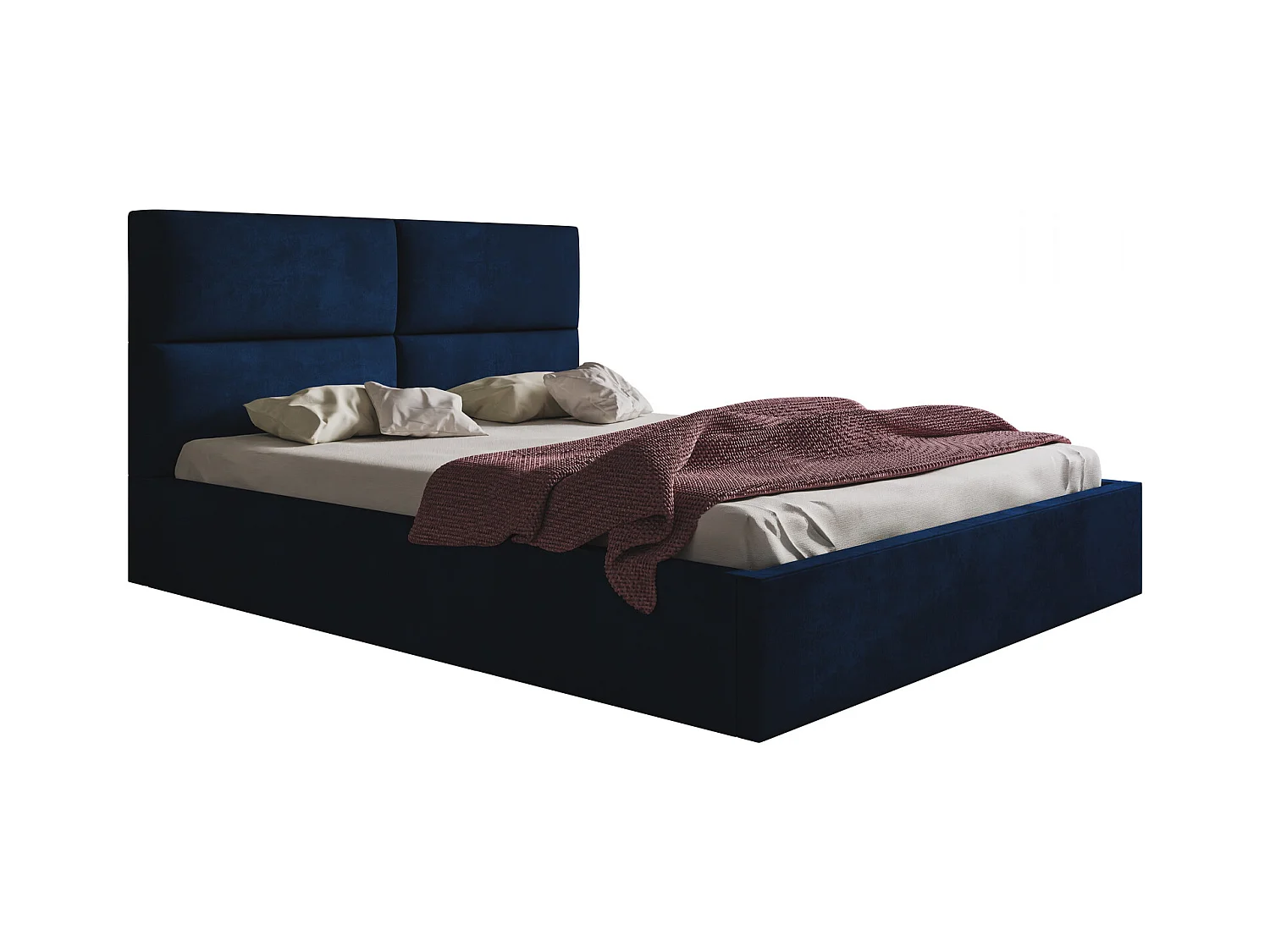 Emporius Lit coffre 180 x 200 cm Terra - Lit adulte 180x200 - Lit rembourré avec Rangment, Tissu Velvet - Bleu (Kronos 09)