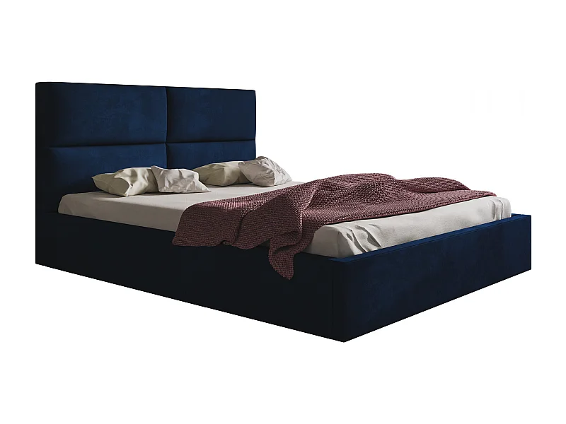 Emporius Lit coffre 180 x 200 cm Terra - Lit adulte 180x200 - Lit rembourré avec Rangment, Tissu Velvet - Bleu (Kronos 09)