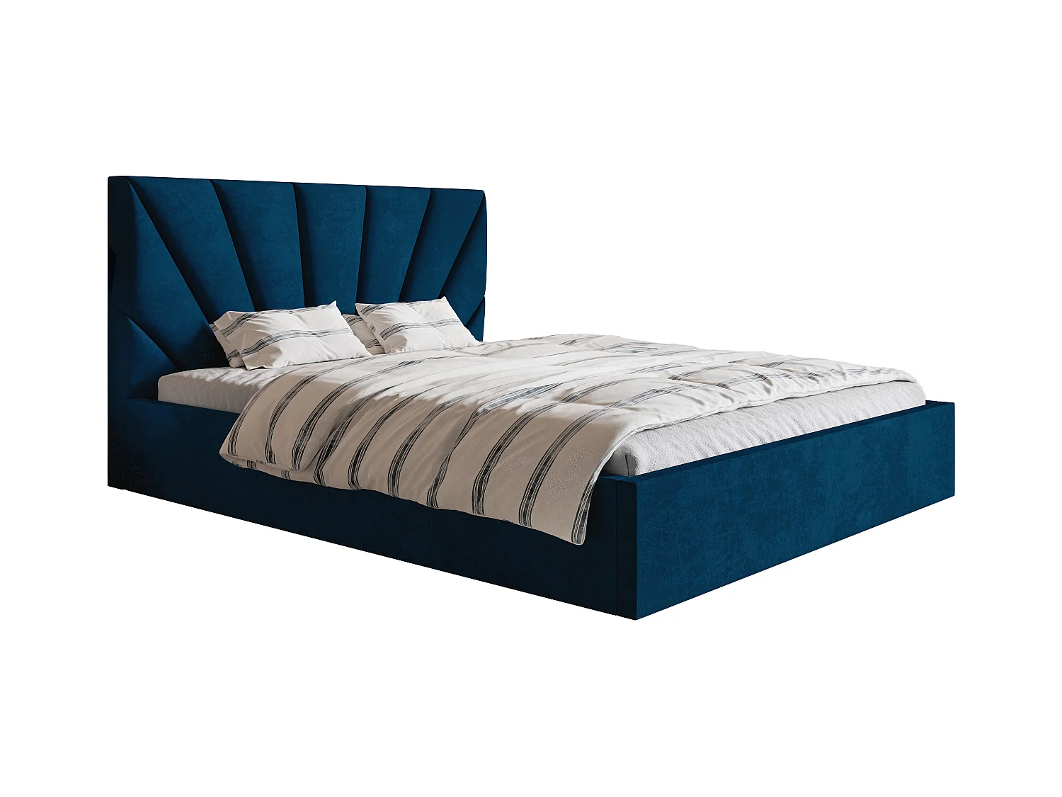 Emporius Lit double 140 x 200 cm Aris - Lit Adulte avec Rangment, Lit adulte - Tissu Velvet - Bleu (Kronos 09)