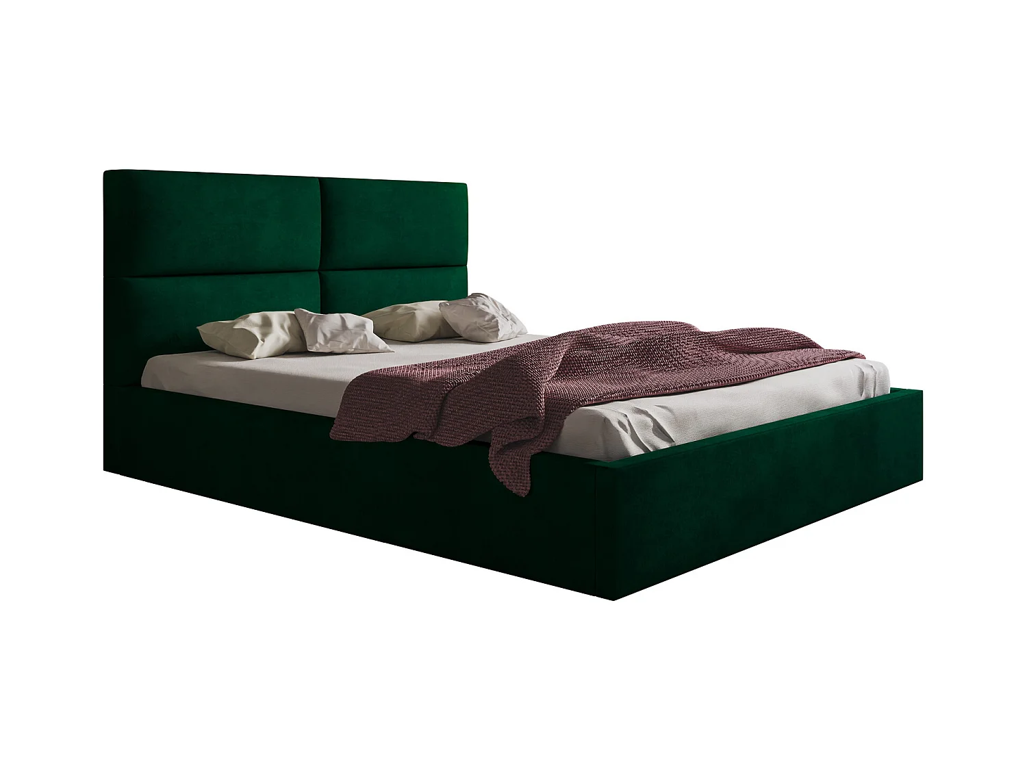 Emporius bed met opbergruimte Terra - tweepersoonsbed 160 x 200 cm - fluweel Groen (Monolith 37)