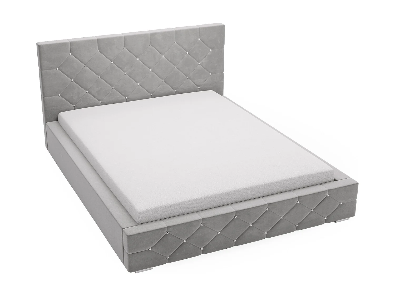Emporius Lit capitonné 160x200 Solar, Lit double 160 x 200 cm, lit adulte avec Rangment, stoff Velours Gris (Magic Velvet 2217)