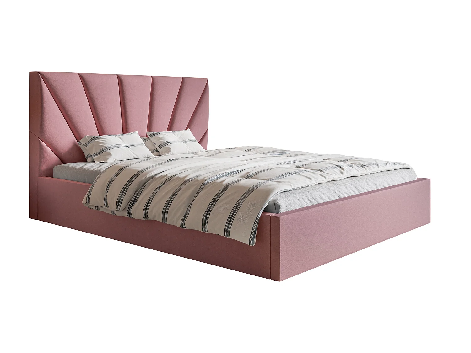 Lit double 160x200 cm Aris - Lit adulte avec rangment - Tissu velours - Rose (Jasmine 61)