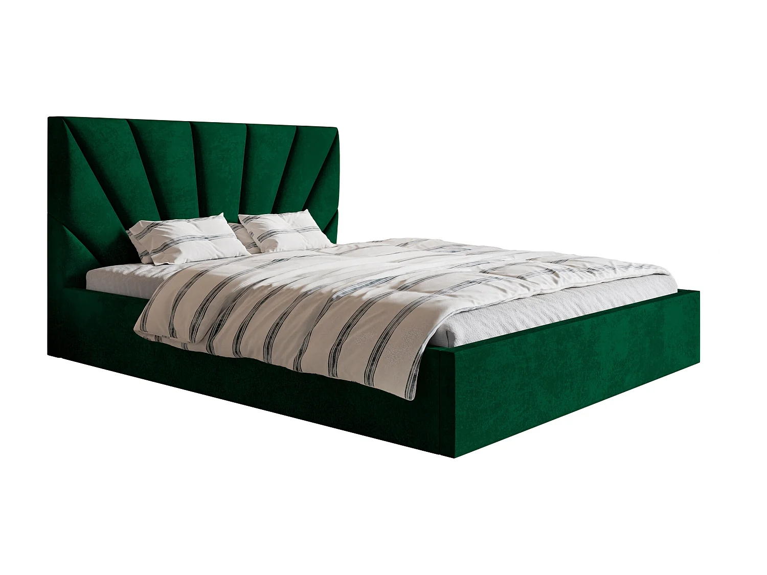 Lit double 140x200 cm Aris - Lit adulte avec rangment - Tissu velours - Vert (Kronos 19)