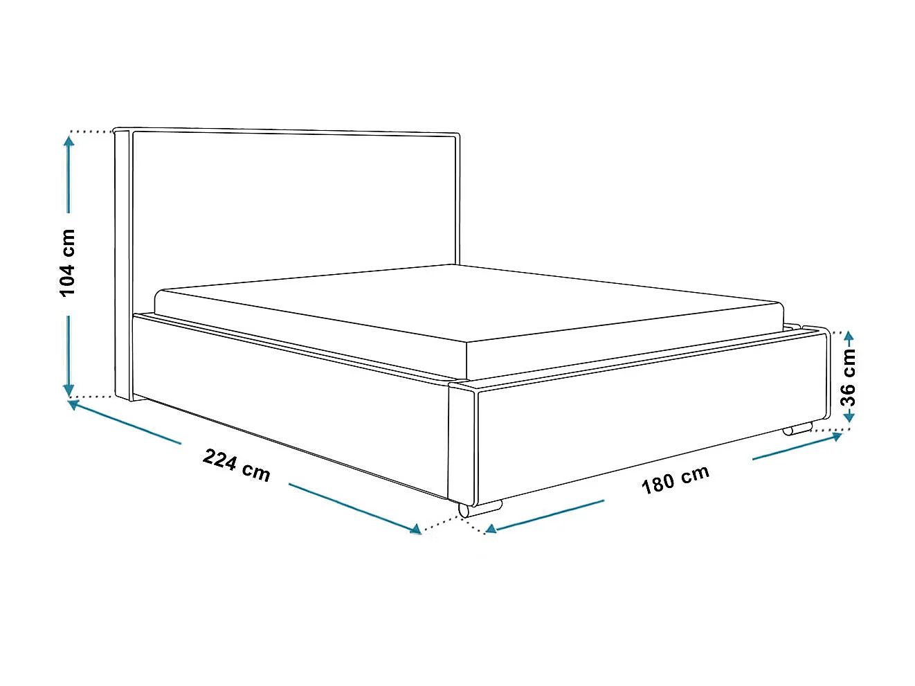 Lit double 160x200 Sydney avec rangement - Lit design, tissu velours, Gris foncé (Amor Velvet 4321)