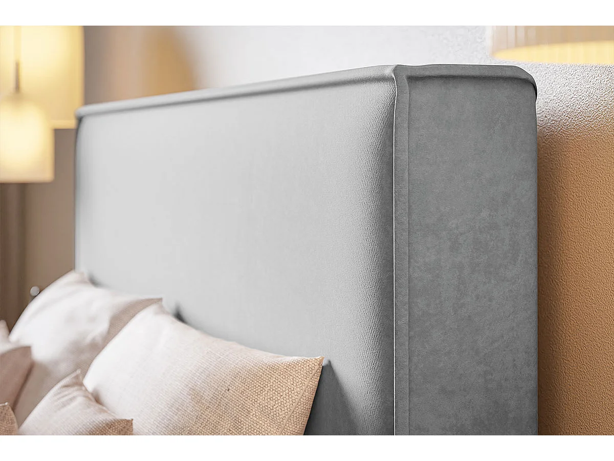 Lit double 160x200 Sydney avec rangement - Lit design, tissu velours, Gris foncé (Amor Velvet 4321)