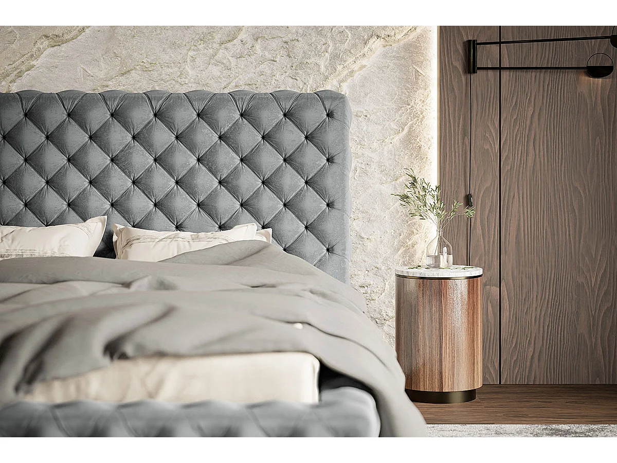 Emporius Polsterbett 140 x 200 cm Adonis, Chesterfield, Glamour - Polsterbett mit Bettkasten, Samtstoff Beige (Amor Velvet 4304)