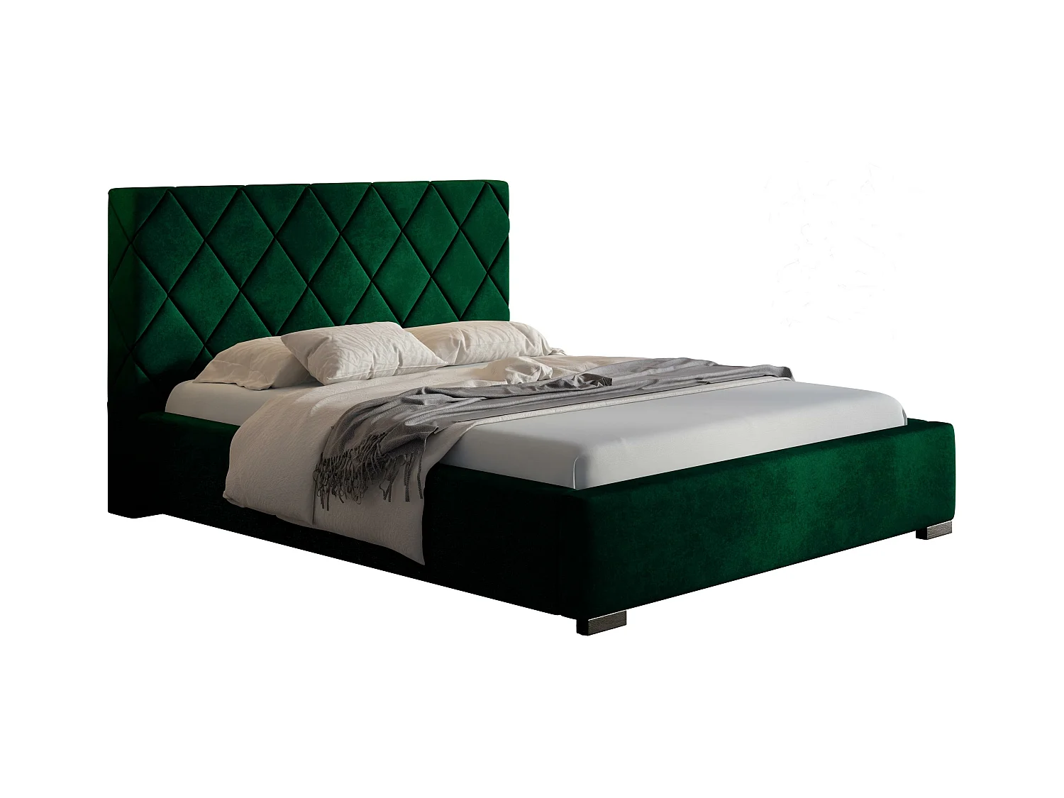 Emporius Lit rembourré 160x200 Aron - Lit double avec Rangement, Lit 140x200 cm Vert (Kronos 19)