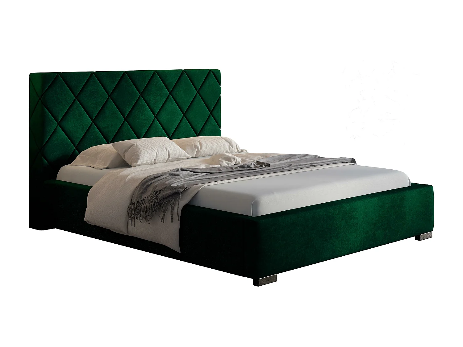 Emporius Lit rembourré 160x200 Aron - Lit double avec Rangement, Lit 140x200 cm Vert (Kronos 19)