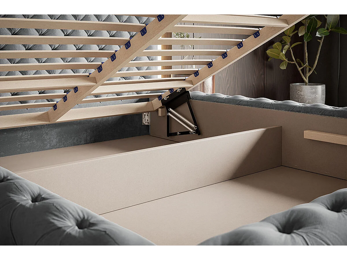 Lit coffre 180x200 Adonis - tete de Lit, sommier - velours Beige (Amor Velvet 4304)