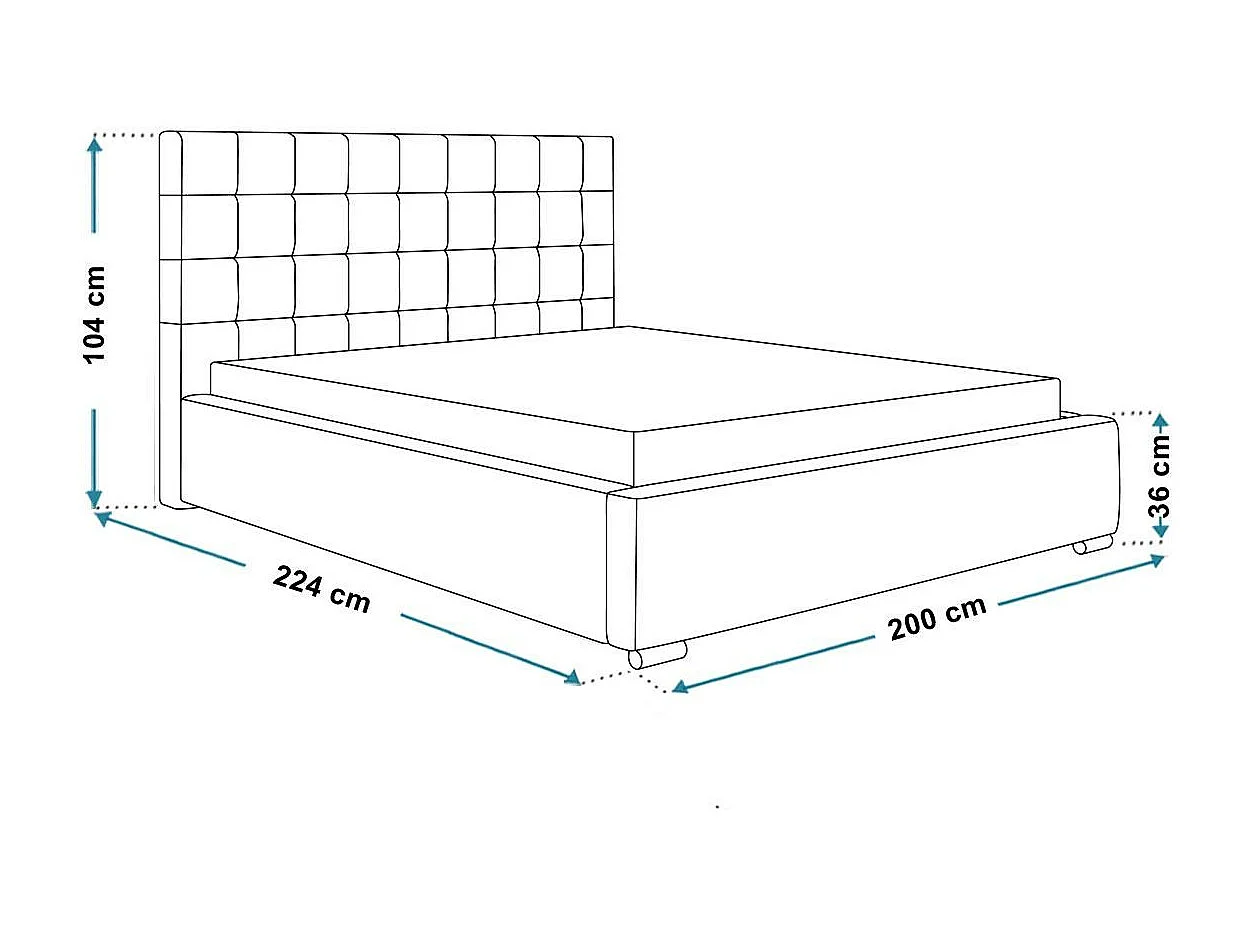 Emporius gestoffeerd bed 180x200 met opbergruimte Noris - tweepersoonsbed, lattenbodem - Lichtgrijs (Jasmine 90)