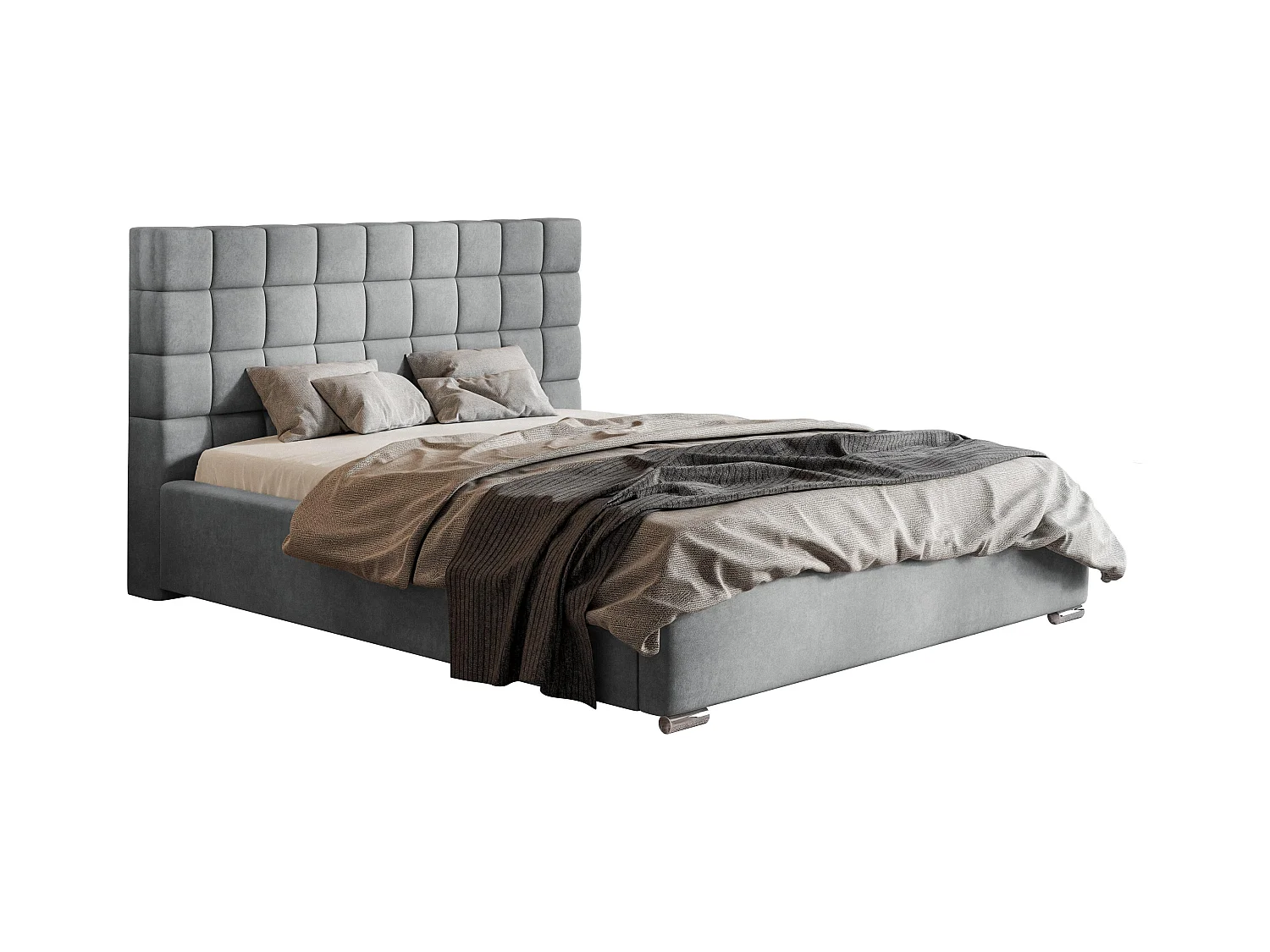 Emporius gestoffeerd bed 180x200 met opbergruimte Noris - tweepersoonsbed, lattenbodem - Lichtgrijs (Jasmine 90)