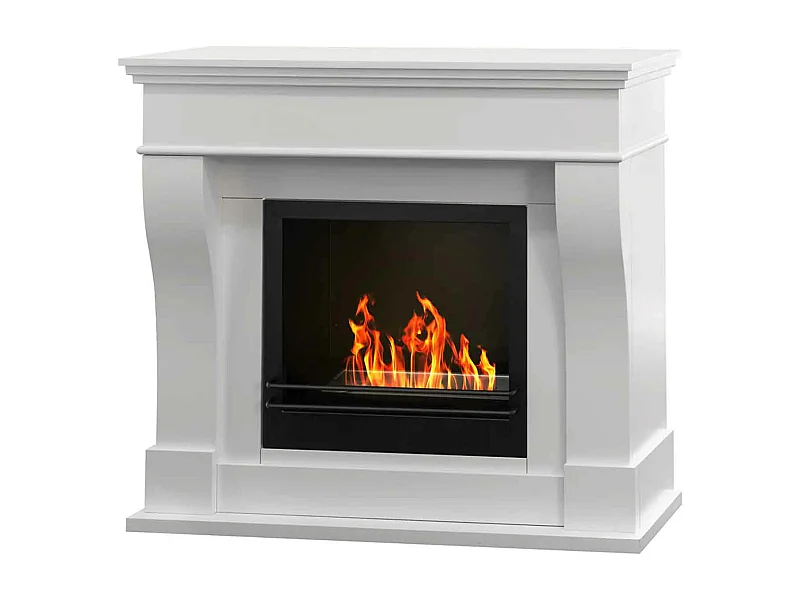 Washington - Chimenea de bioetanol de suelo 111x43xH99 cm, blanco