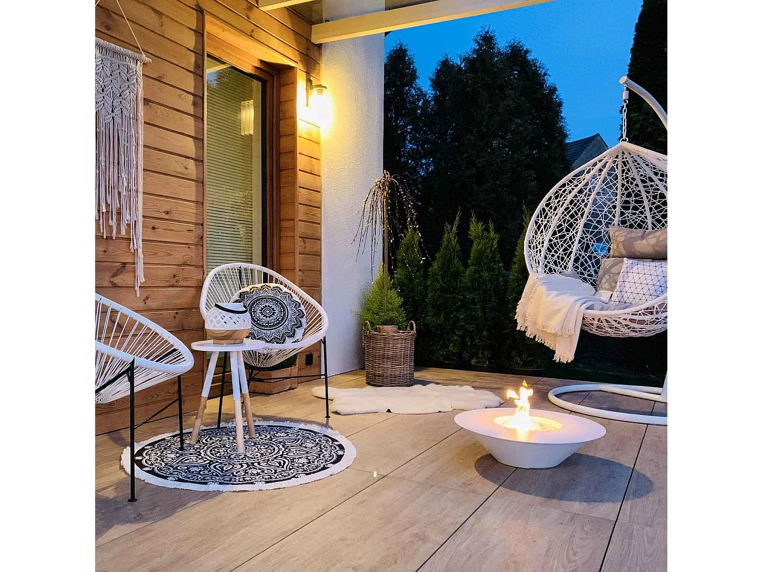 Santorini - Chimenea de bioetanol de suelo ø 60xH15 cm, blanco