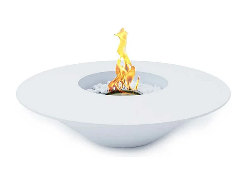 Santorini - Cheminée au bioéthanol de sol ø 60xH15 cm, blanc