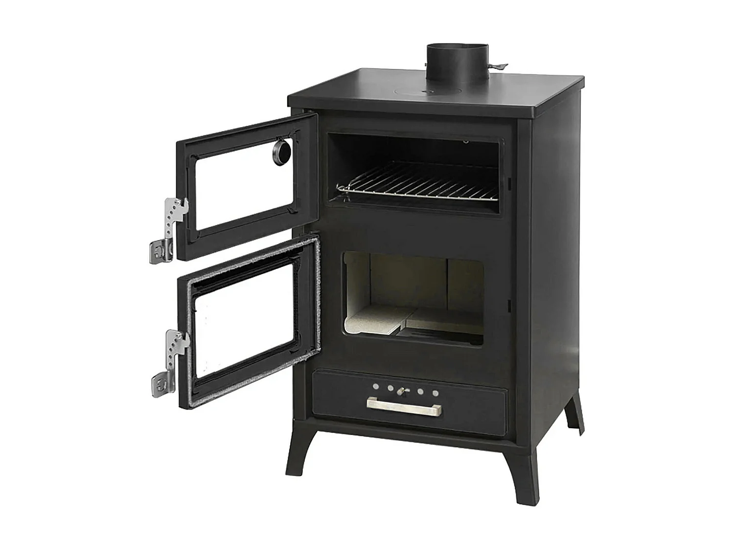 Marika - Stufa a legna con forno 50,5x58,5xH91,5 cm, colore nero