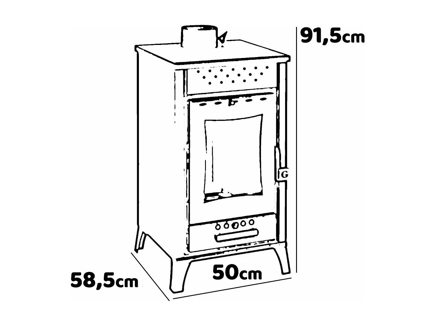 Marika - Poêle à bois, cuisinière 50,5x58,5xH91,5 cm, noir