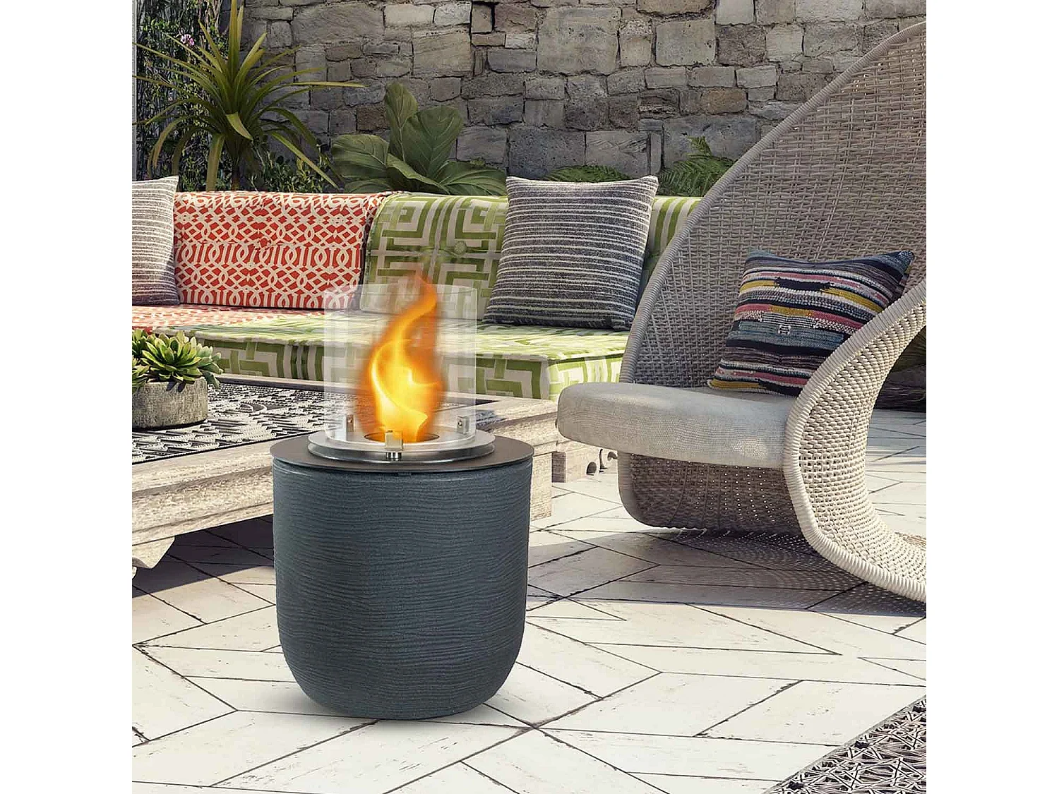 Raffaello - Chimenea de bioetanol de suelo ø 35xH55 cm, gris