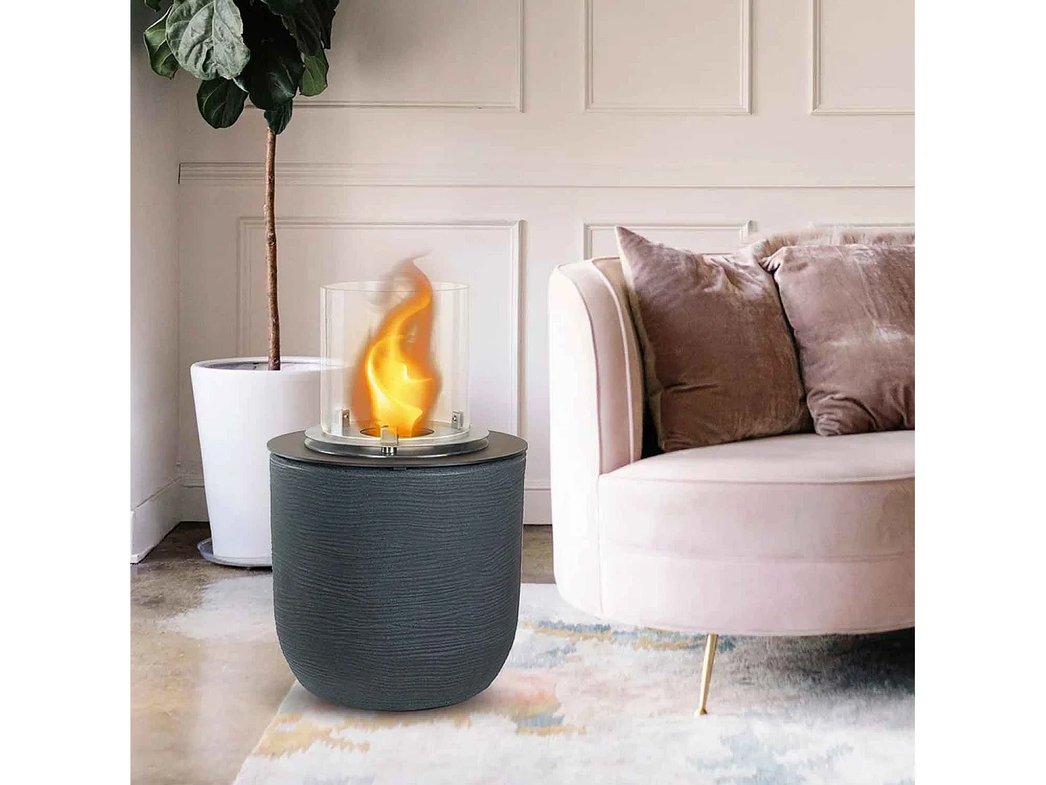 Raffaello - Chimenea de bioetanol de suelo ø 35xH55 cm, gris