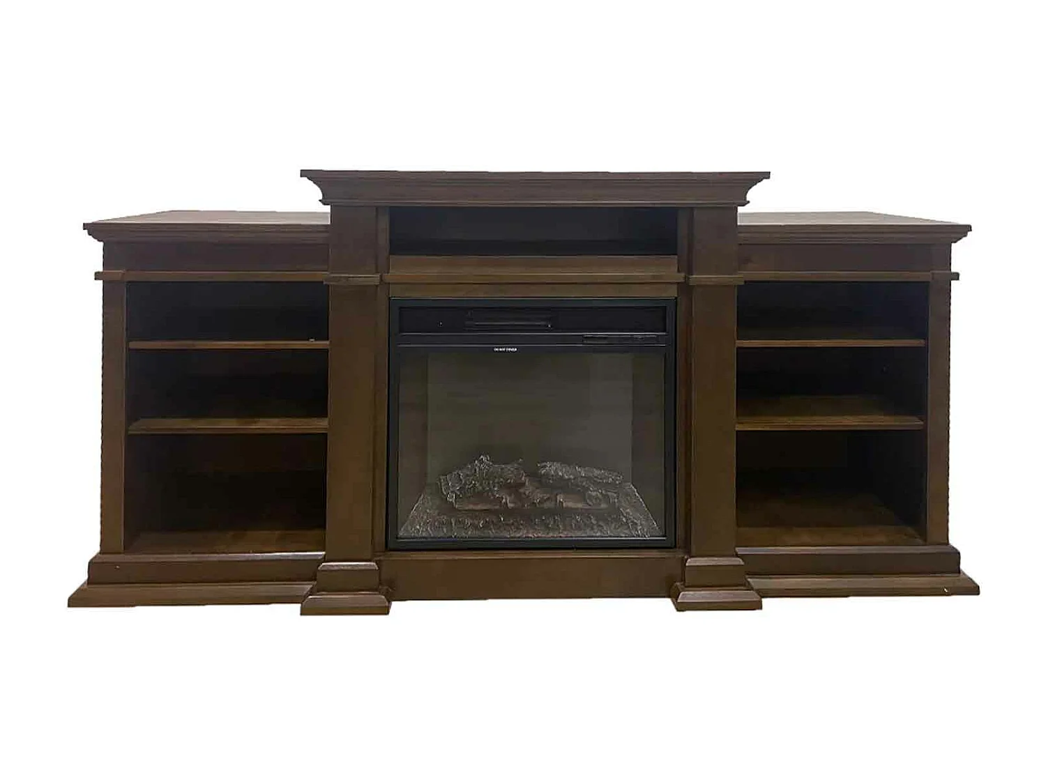 Biden - Camino elettrico da terra 179x48xH85 cm, effetto fiamma, colore legno noce