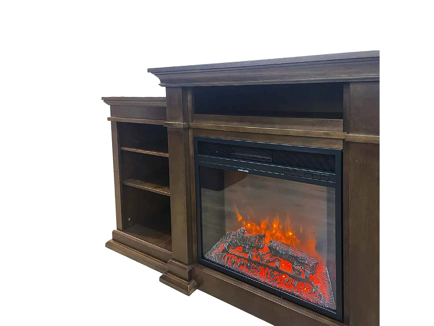 Biden - Camino elettrico da terra 179x48xH85 cm, effetto fiamma, colore legno noce