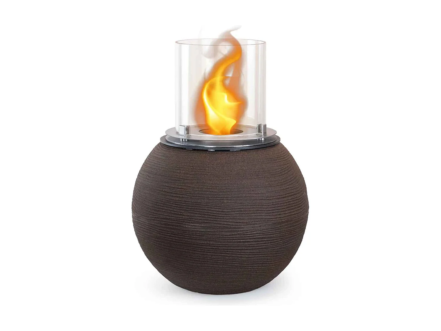 Botticelli - Chimenea de bioetanol de suelo ø 40xH54 cm, marrón