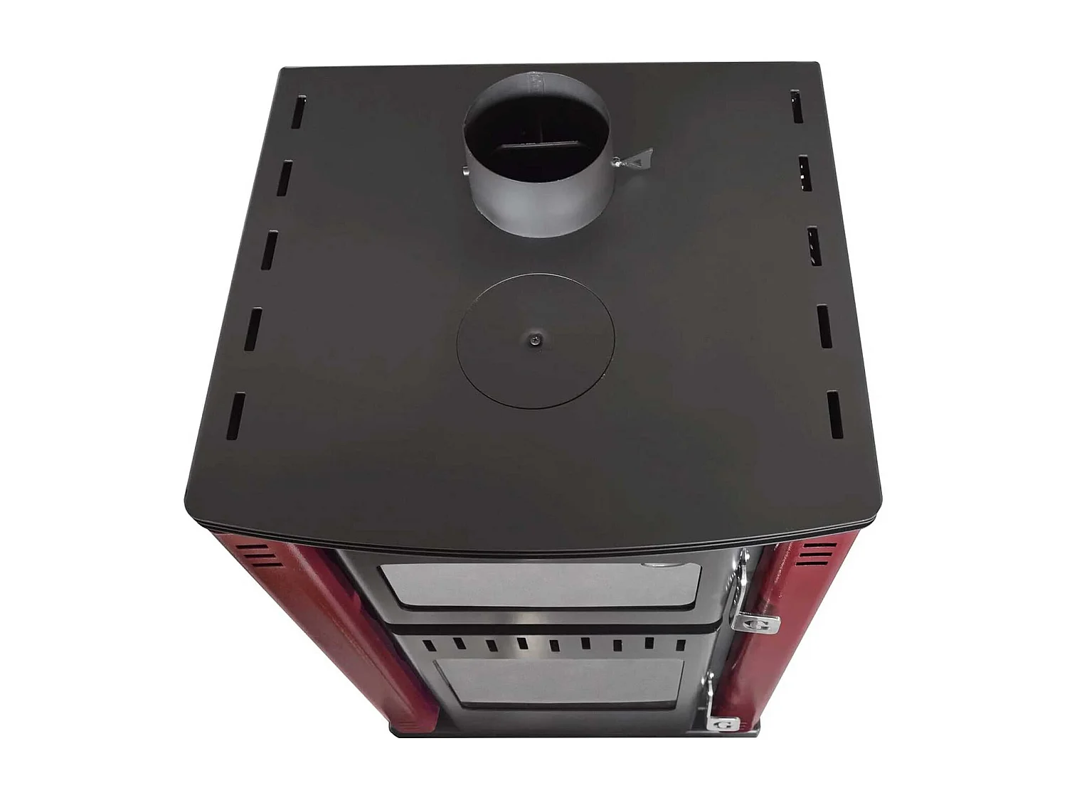 Elsa - Poêle à bois avec four et chaudière 38L 62x59xH102 cm, rouge