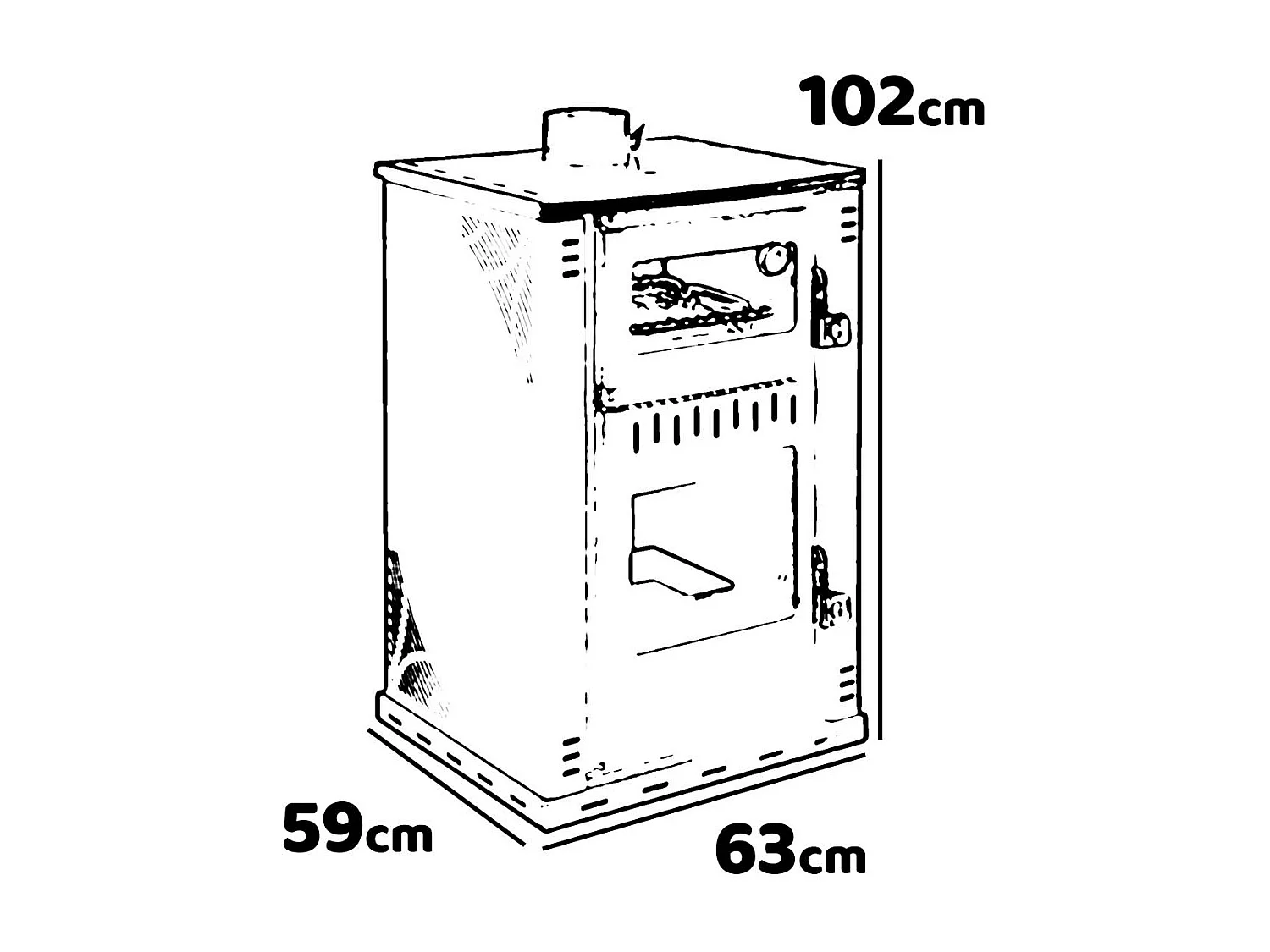 Elsa - Poêle à bois avec four et chaudière 38L 62x59xH102 cm, rouge
