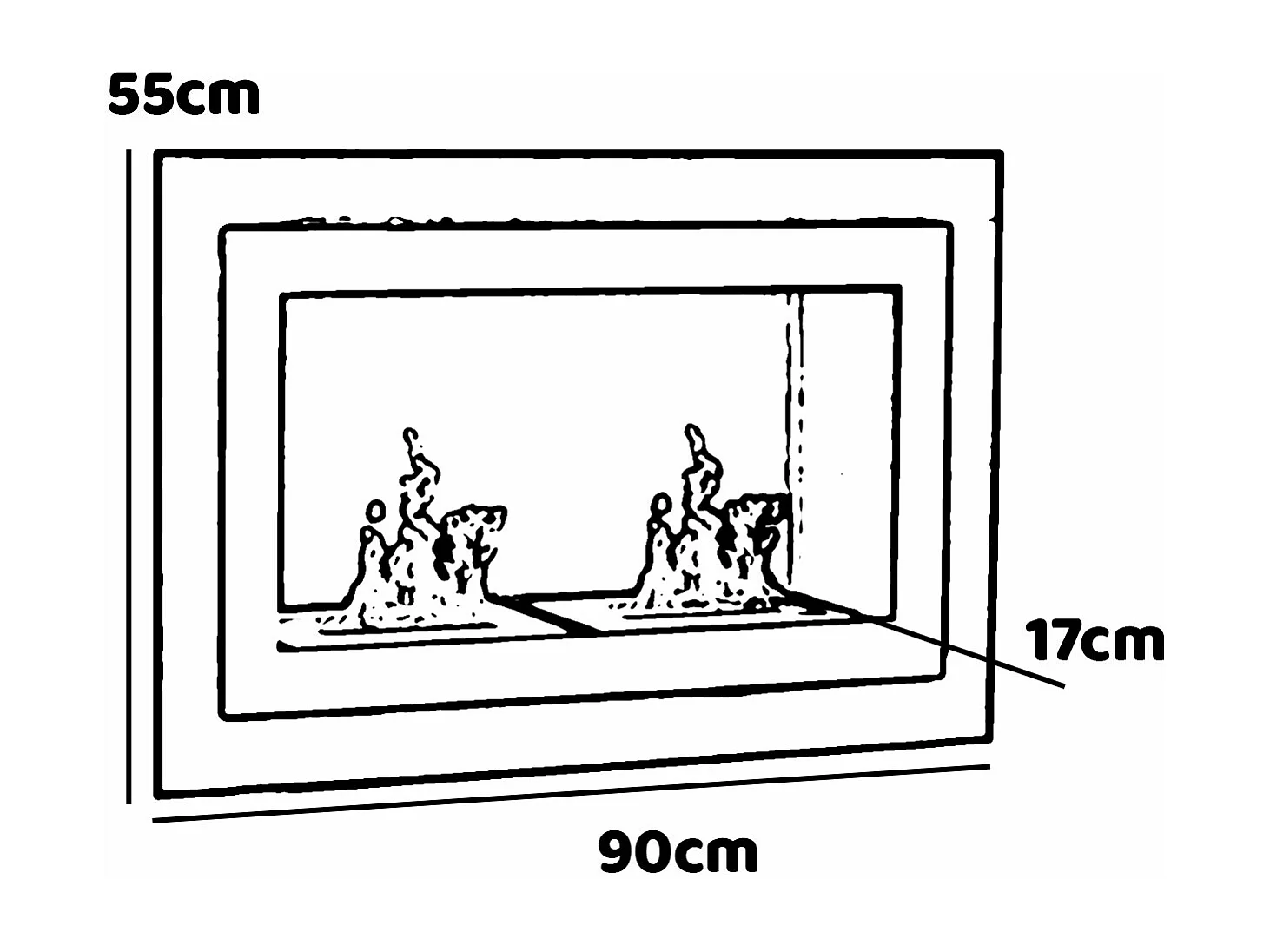 Pechino - Cheminée à bioéthanol murale ou à encastrer au mur 90x17xH55 cm