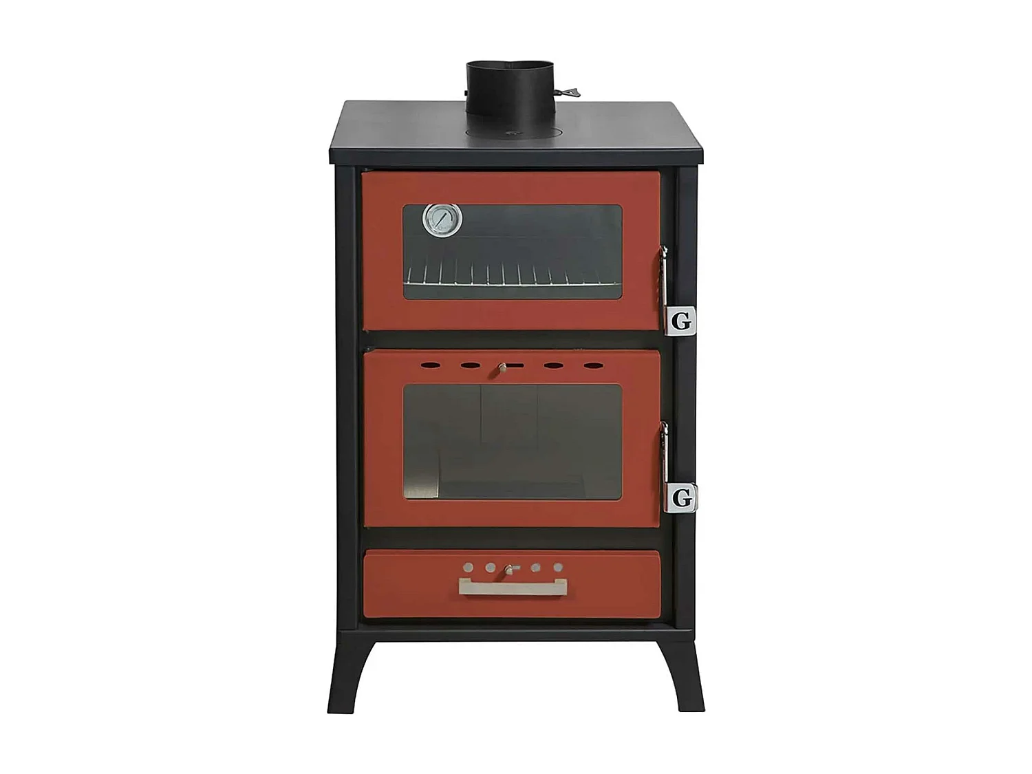 Marika - Poêle à bois, cuisinière 50,5x58,5xH91,5 cm, rouge
