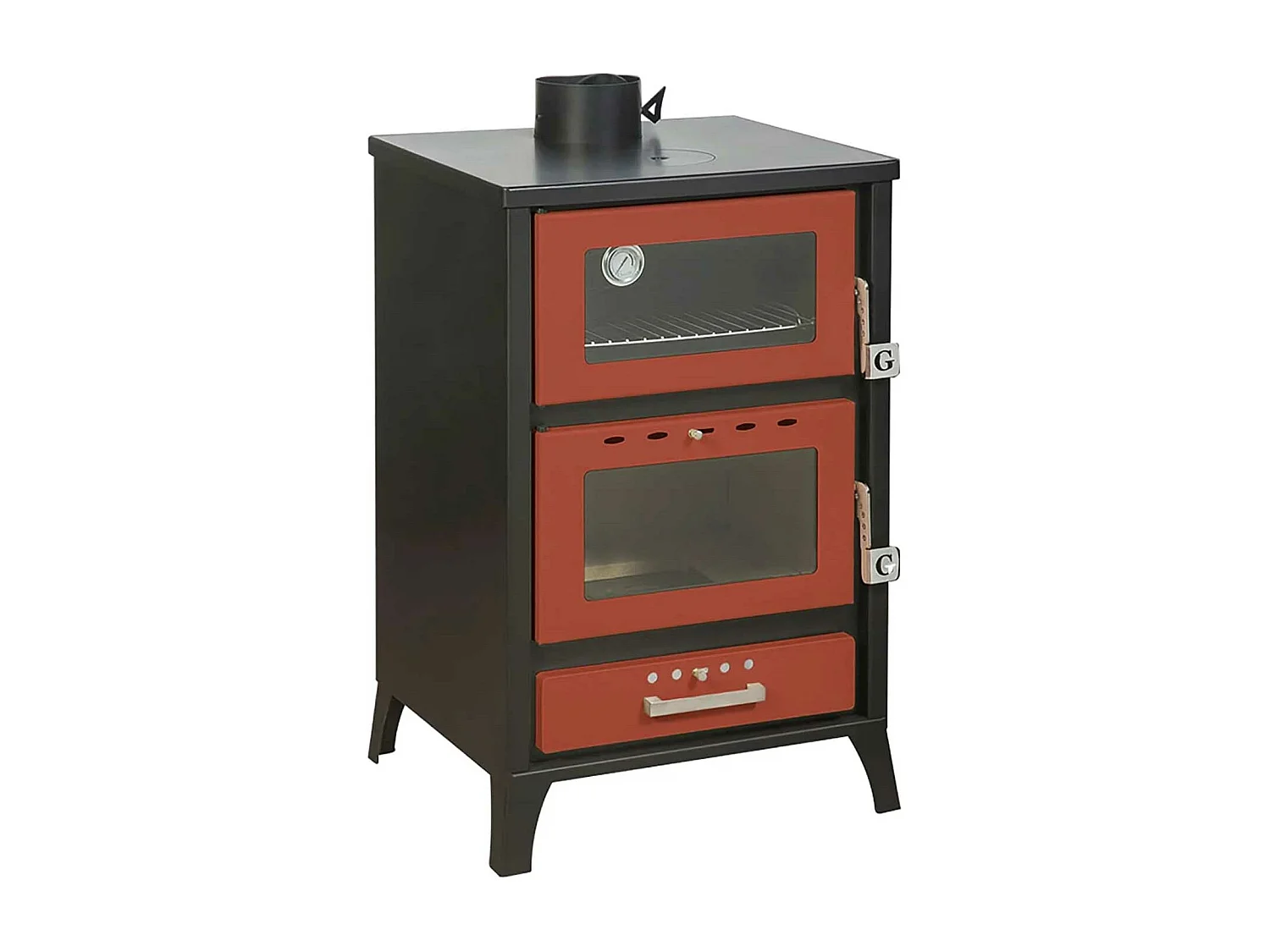 Marika - Poêle à bois, cuisinière 50,5x58,5xH91,5 cm, rouge