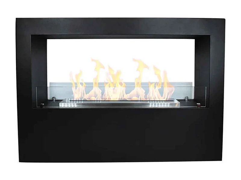 Giotto - Camino a bioetanolo da terra per interno ed esterno 100x30xH70 cm, colore nero