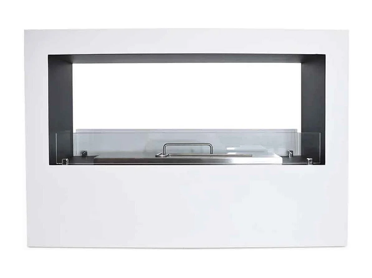 Giotto - Camino a bioetanolo da terra per interno ed esterno 100x30xH70 cm, colore bianco