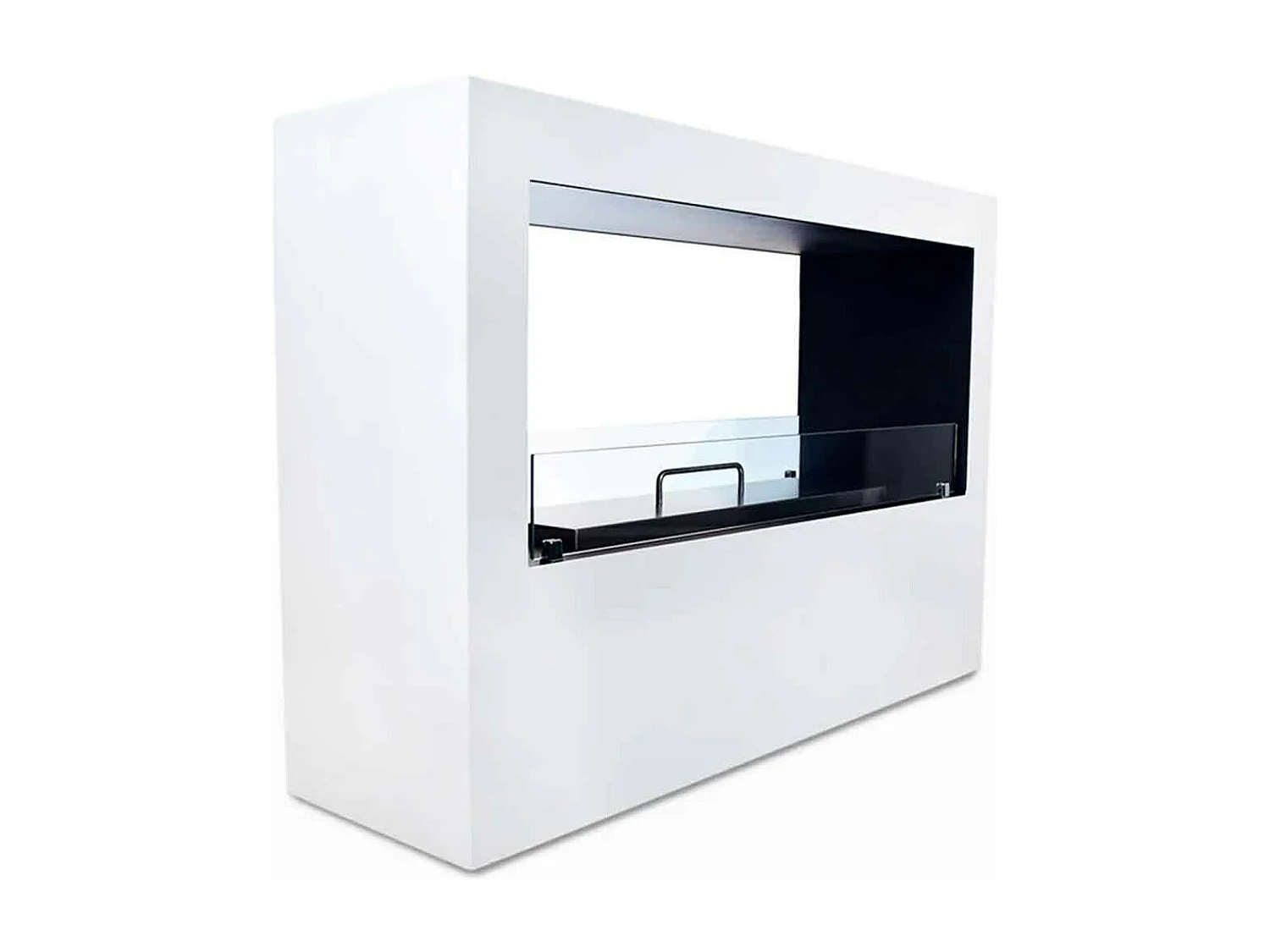 Giotto - Camino a bioetanolo da terra per interno ed esterno 100x30xH70 cm, colore bianco