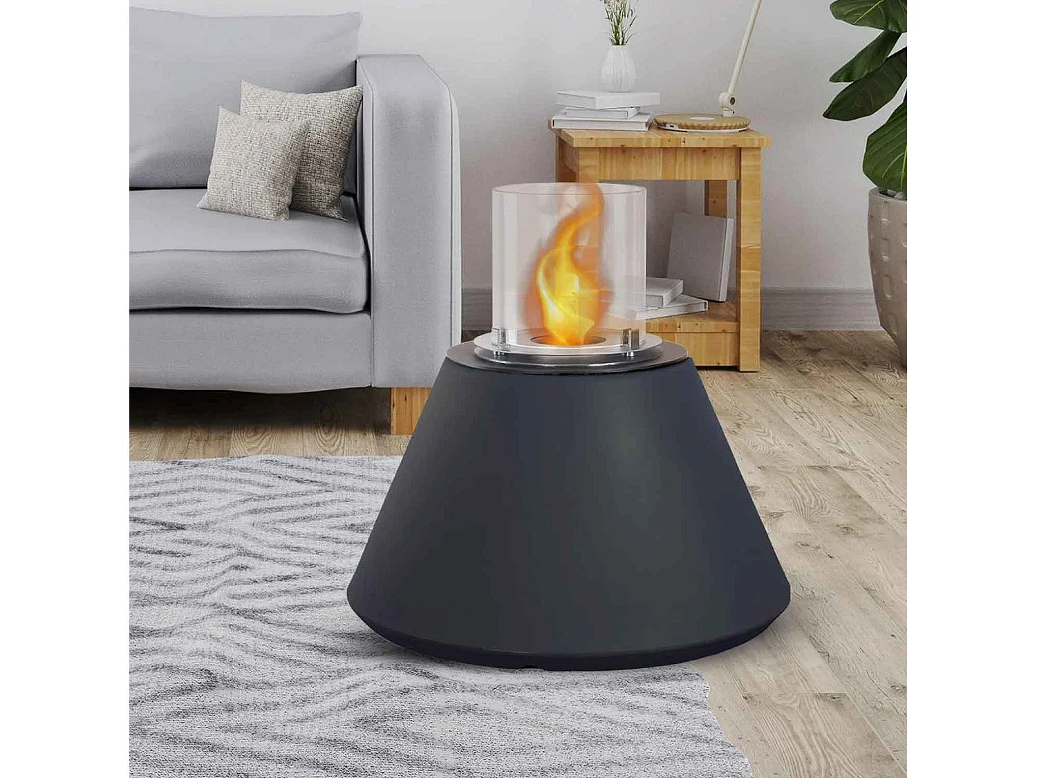 Stromboli - Cheminée au bioéthanol de sol ø 60xH56 cm, gris