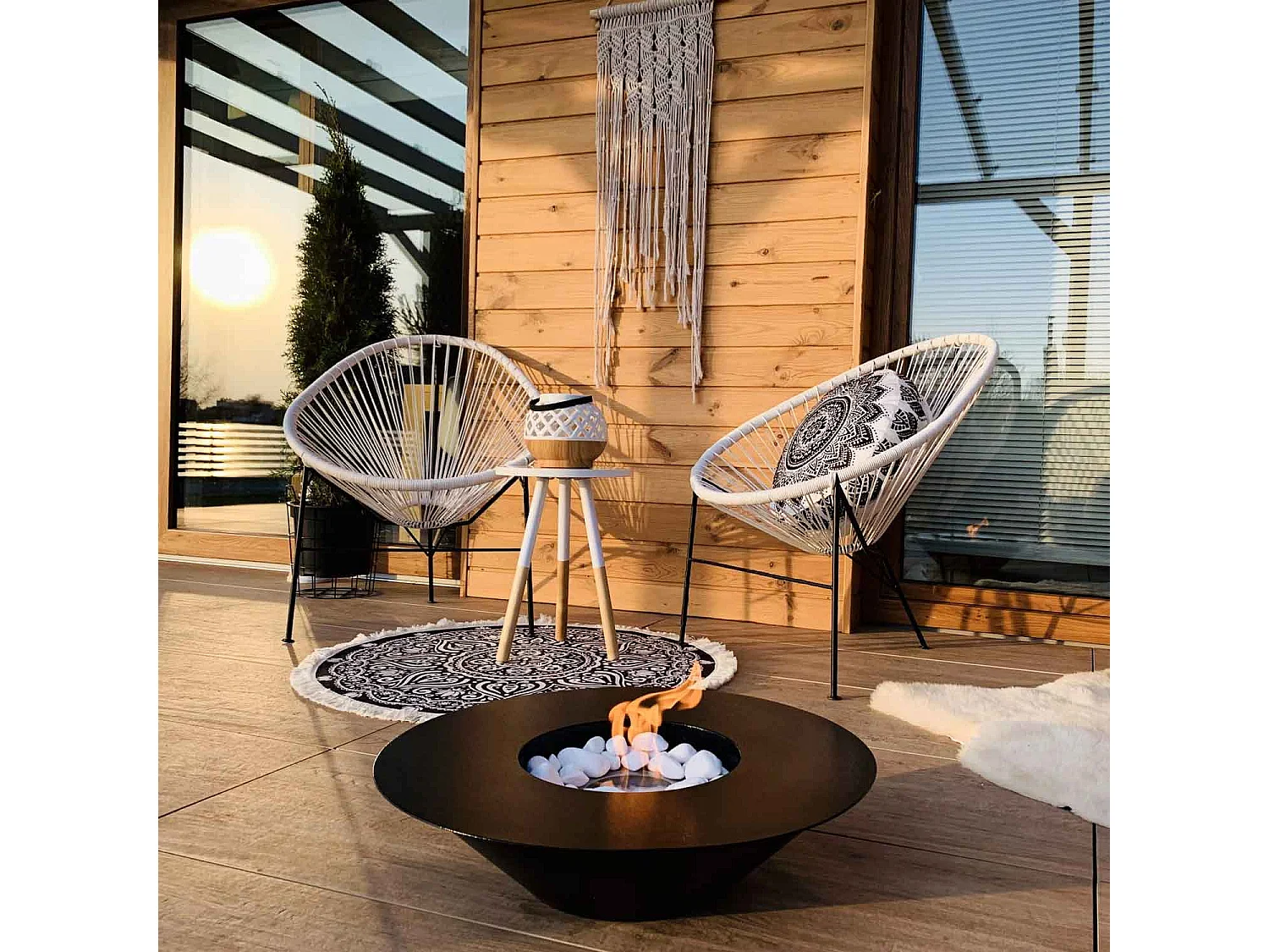 Santorini - Cheminée au bioéthanol de sol ø 60xH15 cm, noir