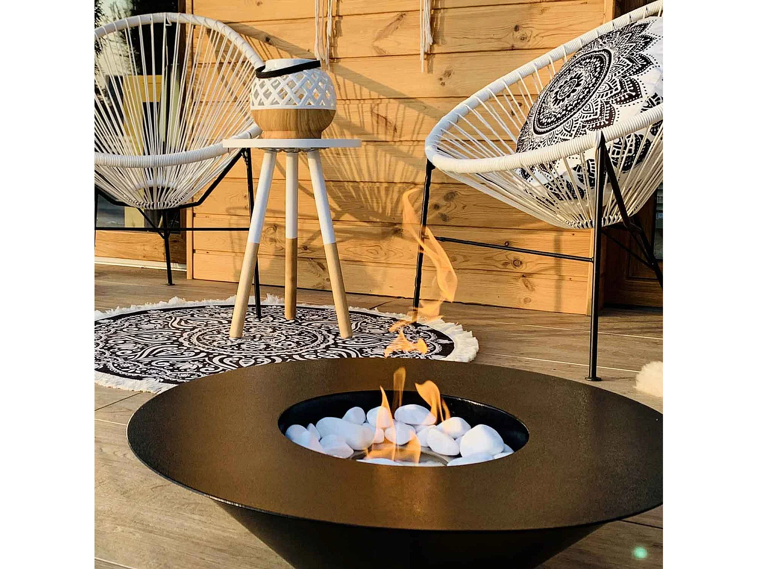 Santorini - Cheminée au bioéthanol de sol ø 60xH15 cm, noir