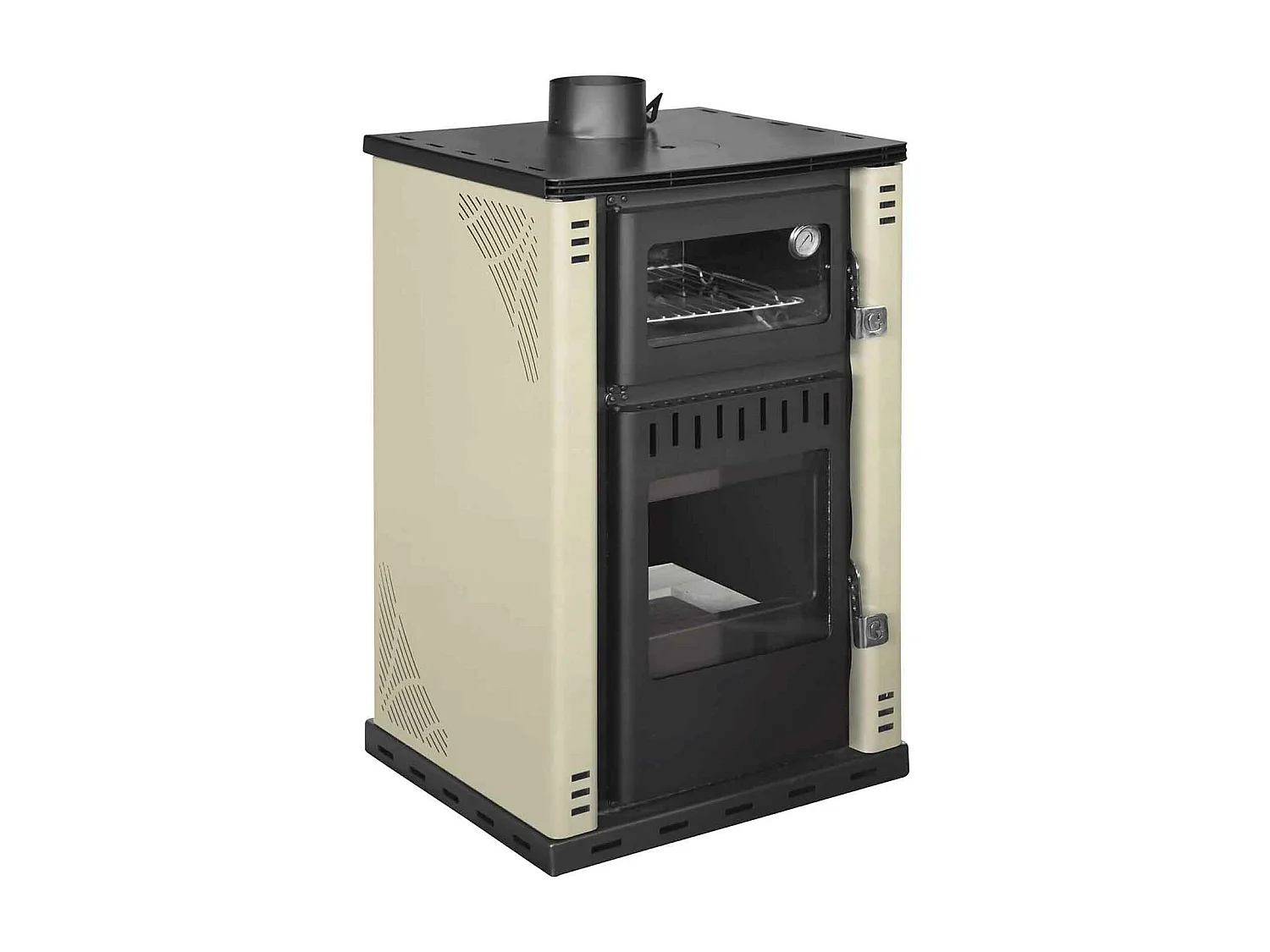 Elsa - Stufa a legna con forno e boiler 38L 62x59xH102 cm, colore beige