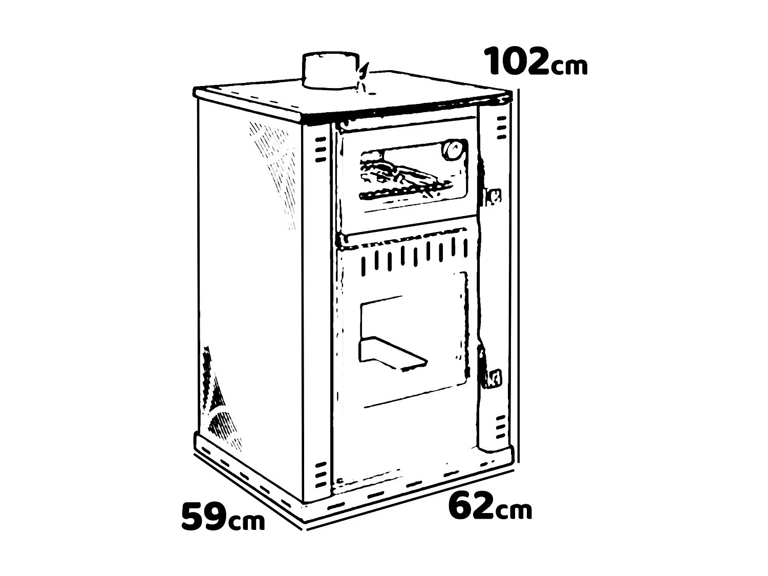 Elsa - Stufa a legna con forno e boiler 38L 62x59xH102 cm, colore beige