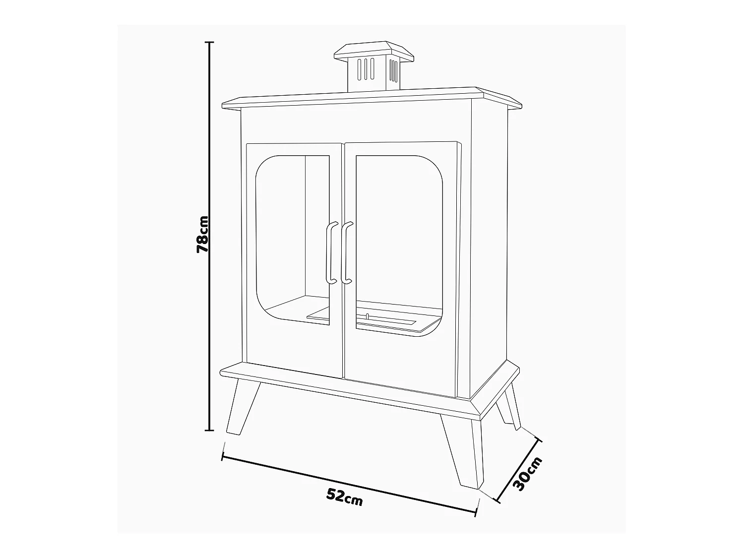 Commodo - Chimenea de bioetanol de suelo freestanding estilo vintage, 52x30xH78 cm