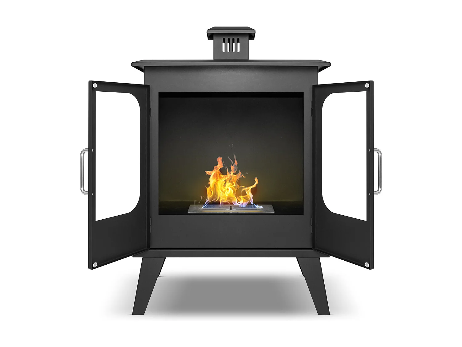 Commodo - Cheminée au bioéthanol de sol freestanding, style vintage, 52x30xH78 cm